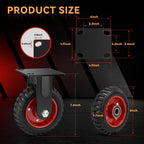W B D WEIBIDA 6 Inch Heavy Duty Caster Wheels Set of 2, 900 LBS Outdoor Industrial Wheels Fixed Large Rubber Casters for Workbench, Dolly, Cart, Trolley, Wagon (2 Fixed)