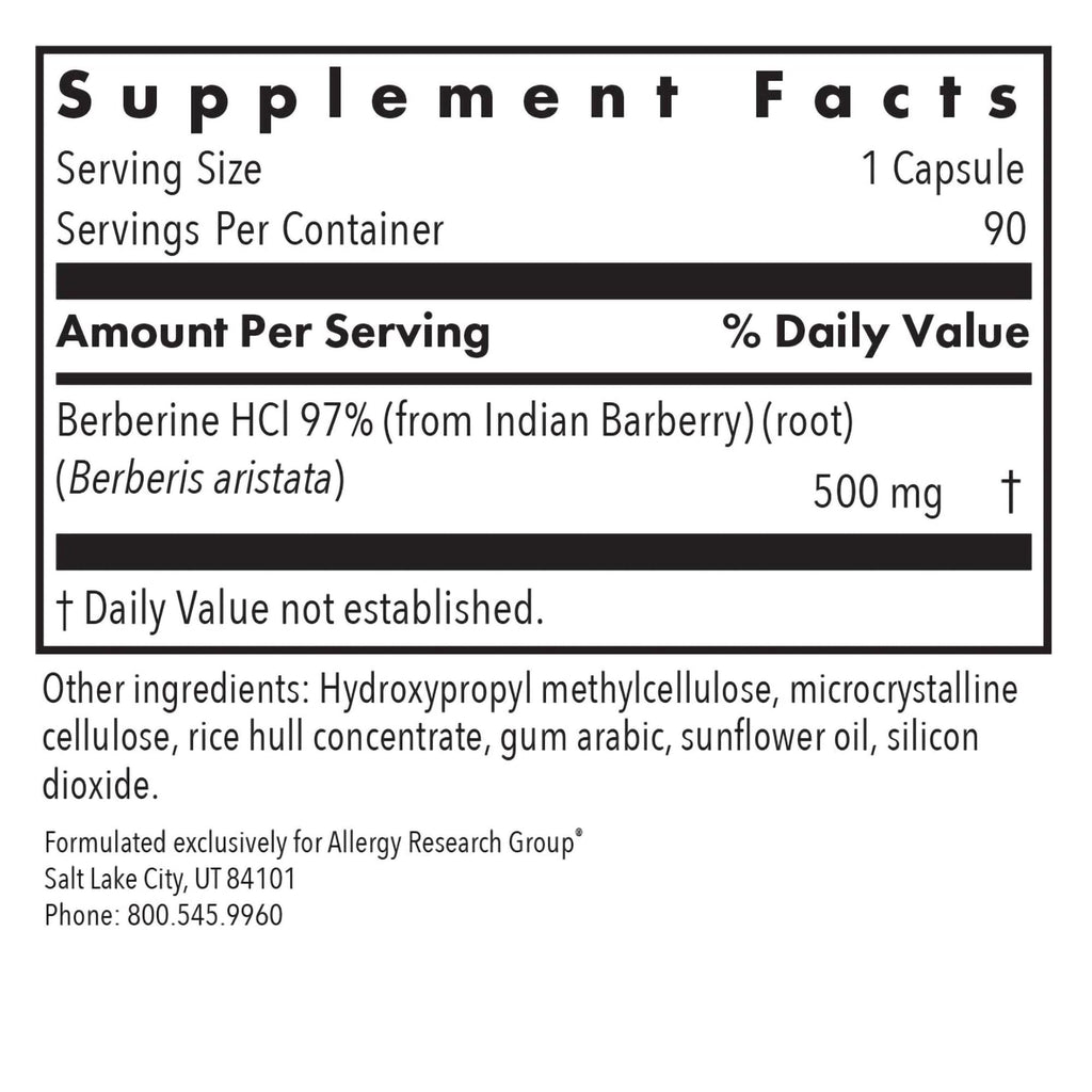 ARG Berberine 500 - 500 mg Berberine HCl - Metabolic & Blood Glucose Support - AMPK Activation Formula - Non-GMO Botanical Extract - 90 Servings - 90 Capsules