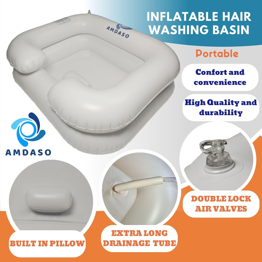 AMDASO Portable Hair Washing Station, Locs Detox Tub, Portable Shampoo Bowl, Inflatable Wash basin, Hair washing basin for bedridden, Dreadlock accessories, Inflatable Shampoo Basin