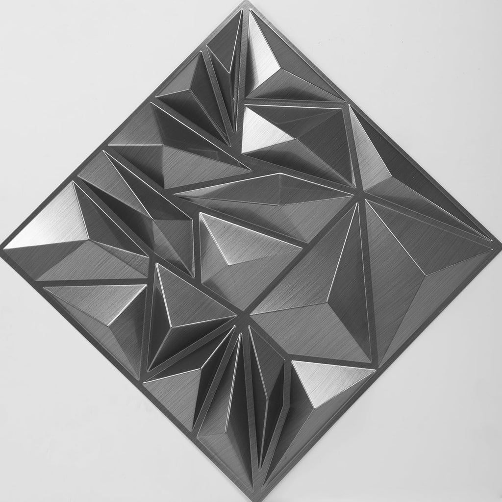Art3d 33-Pack 3D Wall Panels - Diamond Textured Feature Paneling for Gaming, Living Room, TV Wall - 12 x 12 inch Silver
