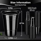 120 Pack 16 oz Black Cups, Heavy Duty Black Plastic Cups for Party, Cold Drinks, BBQ, Black Disposable Cups for Christmas, Halloween, Wedding, Birthday, Picnic, Serving and Celebrations