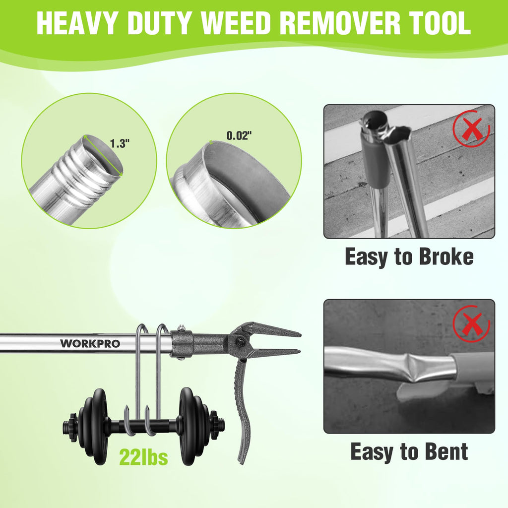 WORKPRO Weed Puller Tool with Long Adjustable Handle (33", 46")