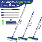 EHADOO Floor Scrub Brush with Long Handle: 3 in 1 Heavy-Duty Floor Scrubber Brush with Squeegee for Cleaning Tile Bathroom Deck Kitchen Patio - Blue