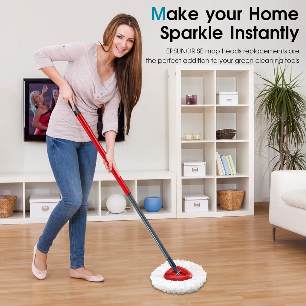 6 Pack Mop Head Replacement Compatible with Oceda Triangle Swivel Mops,Spin Mop Replacement Head 100% Microfiber,Deep Cleaning,EPSUNORISE Replacement Heads Compatible with O Ceda Mop(White)