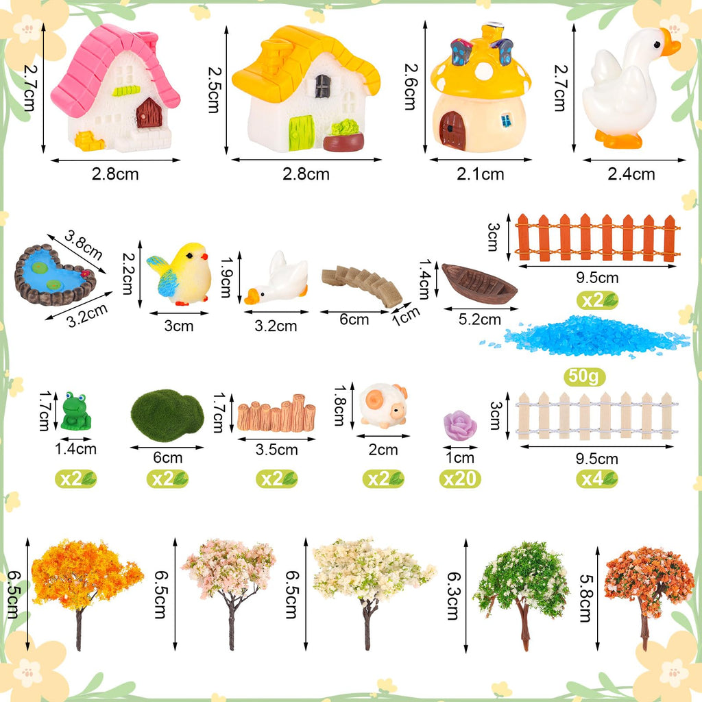HIYZI 118 PCS Mini Fairy Garden House Accessories Kit Garden Decorations