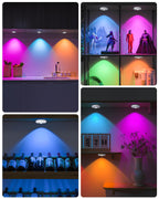 WILLED RGB Rechargeable Puck Lights with Remote Control, Under Cabinet Lighting Wireless, Dimmable Push Lights, Multicolor and Timing Function, LED Puck Lights for Kitchen, Cabinet and Shelf(6 Pack)