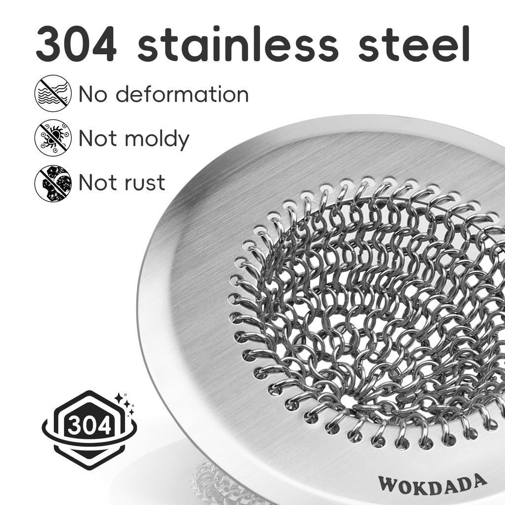Sink Drain Strainer, Reversible Easy Clean Mesh Sink Strainer with 304 Stainless Steel, Wokdada Revolutionary Anti-Rust Large Kitchen Sink Strainer Food Catcher for Garbage Disposal Without Clogging