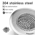 Sink Drain Strainer, Reversible Easy Clean Mesh Sink Strainer with 304 Stainless Steel, Wokdada Revolutionary Anti-Rust Large Kitchen Sink Strainer Food Catcher for Garbage Disposal Without Clogging