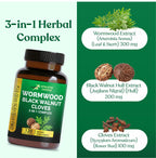 Athletic Choice Wormwood Black Walnut Clove Complex, 3-in-1 Formula with Sweet Wormwood Extract, 120 Veggie Capsules, Non-GMO & Gluten-Free Herbal Supplement for Adults