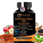 10-in-1 Irish Sea Moss Veggie Caps 3000mg Black Seed Oil Ashwagandha Bladderwrack Burdock Turmeric Apple Cider Vinegar Manuka Honey Dandelion Black Pepper - Made in US(Veggie Caps, Unflavored)
