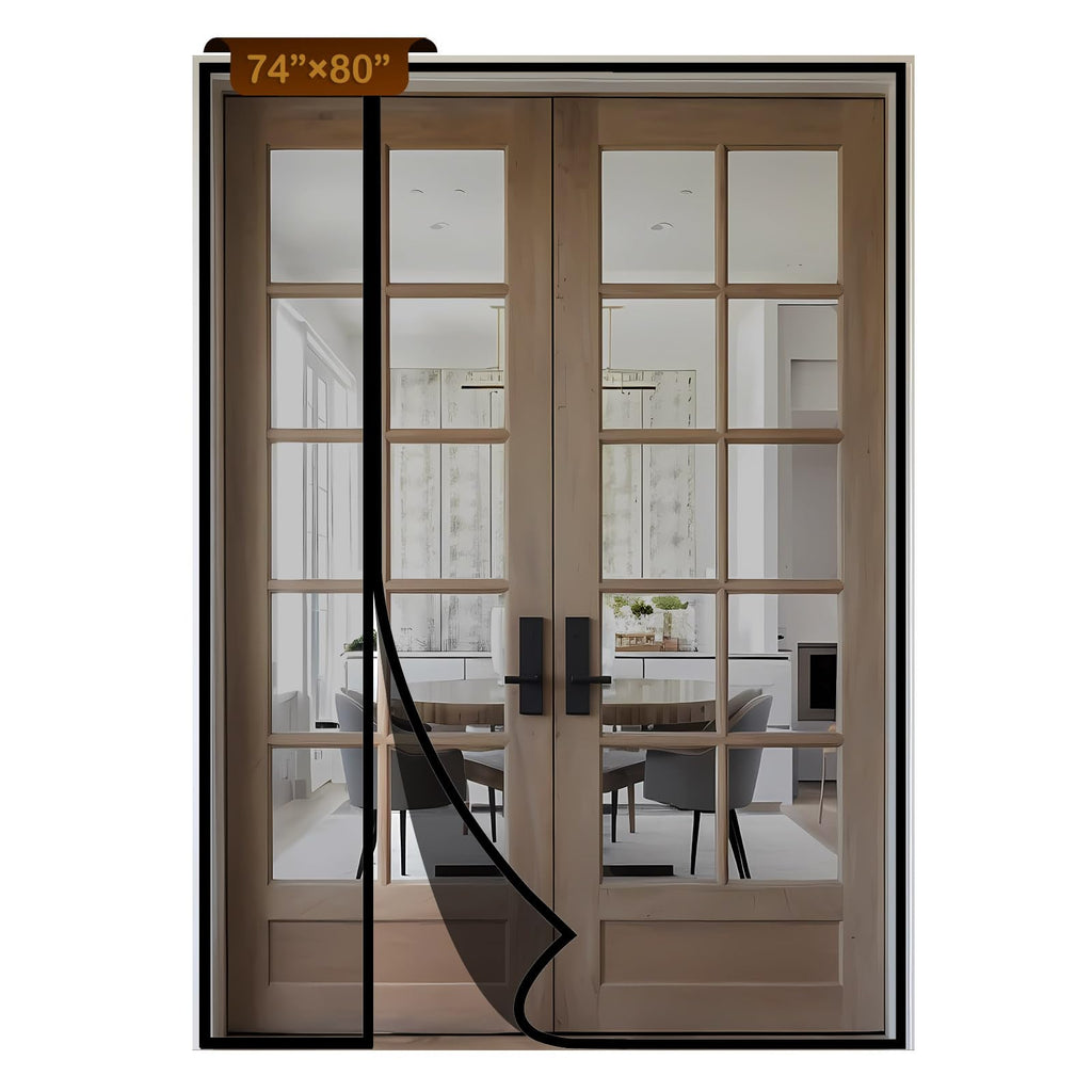 Reversible Side Opening Magnetic Screen Door for Sliding & French Doors,Upgraded PETG Mesh Anti-Tearing, Heavy Duty & Strong Magnetic, Pet and Kid Friendly - Screen Size 76"x82"