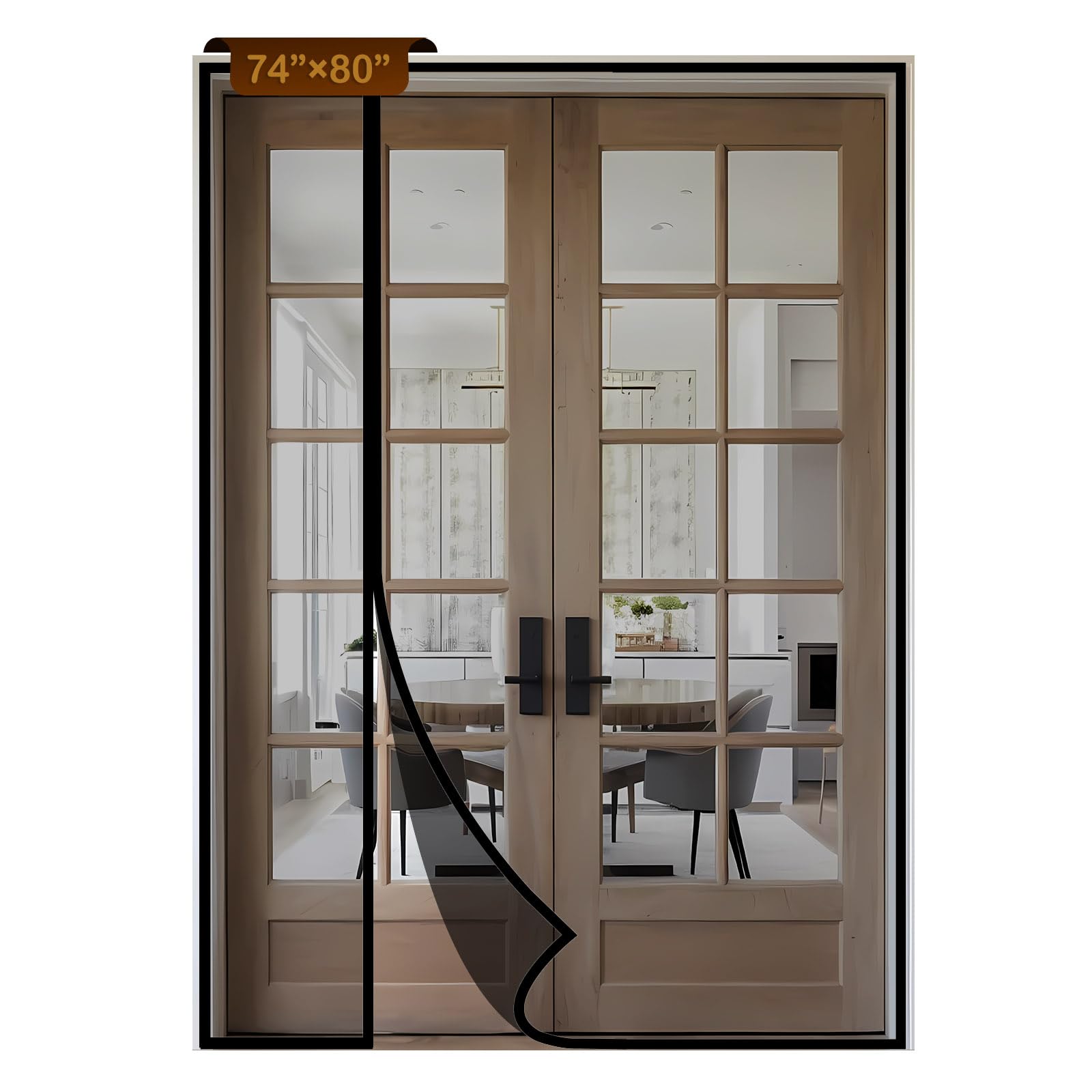 Reversible Side Opening Magnetic Screen Door for Sliding & French Doors,Upgraded PETG Mesh Anti-Tearing, Heavy Duty & Strong Magnetic, Pet and Kid Friendly - Screen Size 76"x82"