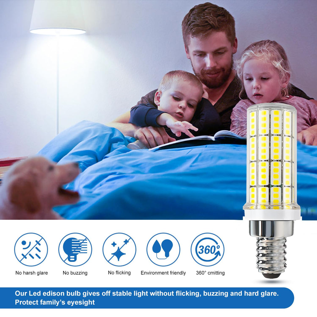 RIUVAO 4 Pack E12 Led Bulb 200w Equivalent Chandelier Light Bulbs Bright E12 LEDs Candelabra Bulb 5000k Daylight White 2500lm Led Light Bulb for Chandeliers, Ceiling Fan, Pendant, Wall sconces