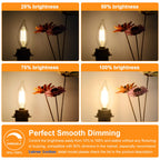 Dimmable E12 Candelabra LED Bulbs 60 Watt Incandescent Equivalent, 2700K Warm White, Clear Filament LED Chandelier Light Bulbs 6W, 600lm, CA11 Vintage Ceiling Fan Light Bulb with Flame Tip, 12-Pack