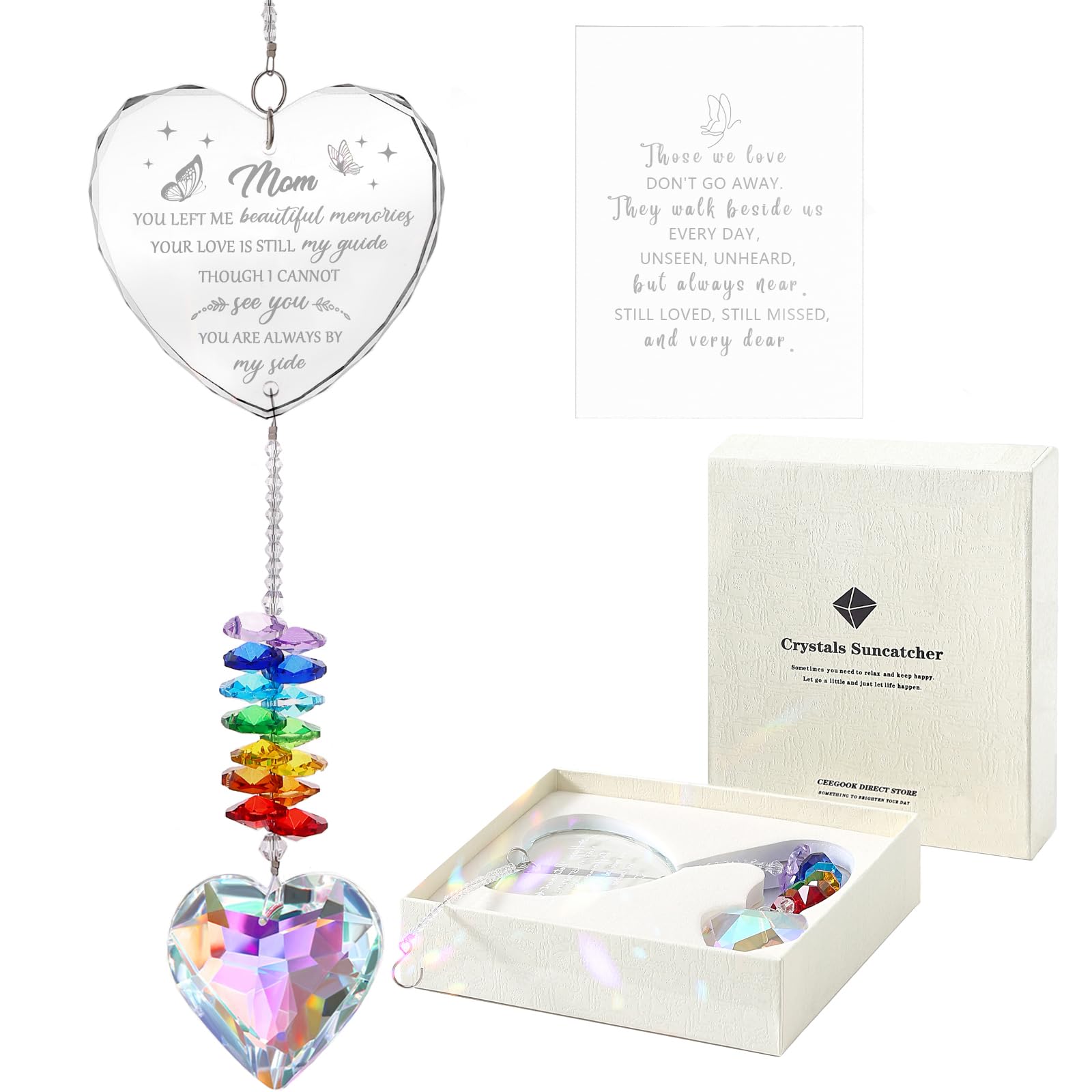 Sympathy Gifts for Loss of Mom, K9 Crystal Suncatcher Memorial Gifts for Loss of Mother, Condolence Bereavement Remembrance Gifts in Memory of Mom