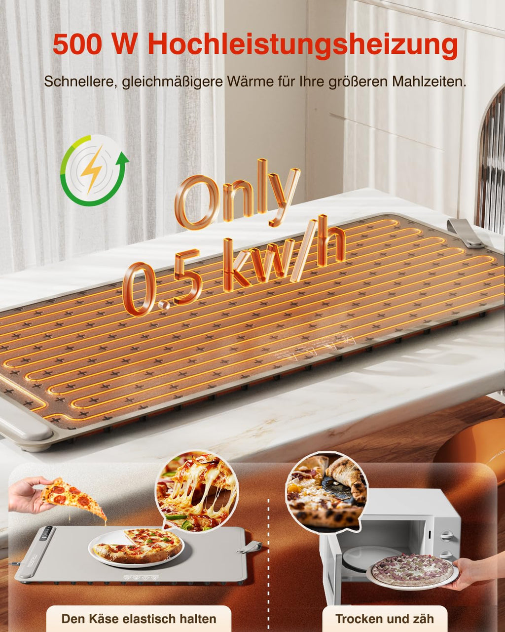 Warming Mat for Food (35"x16") - iTRUSOU Extra Large Electric Warming Tray with 7-Level Temp, 500W High-Power & 99H Timer - Rollable XL Large Food Warming Mat for Parties & Buffet