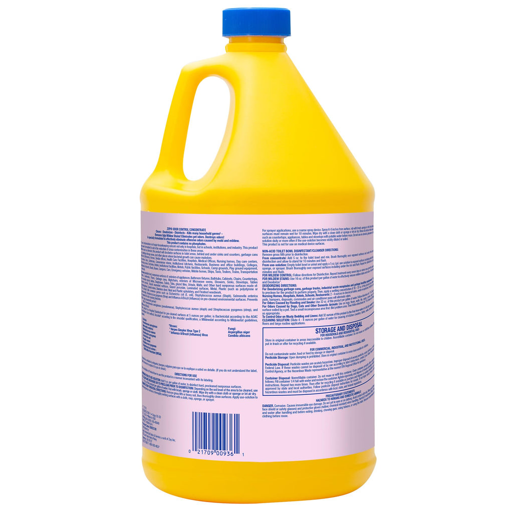Zep Odor Control Concentrate - 1 Gallon (Case of 4) ZUOCC128 - Cleans, Deodorizes, Disinfects, Kills Many Household Germs, Removes Mildew Stains, Destroys Odors