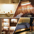 16inch Under Cabinet Lighting, 4 Pack Rechargeable Motion Sensor Light Indoor, Wireless Dimmable Magnetic Closet Lights, 68 LED Under Counter Lights for Kitchen, Wardrobe, Stairs, Warm Light