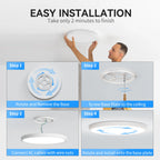 WKONCLDY Two Pack 3200lm LED Flush Mount Ceiling Light, Super Slim 12 inch LED Ceiling Light, 5000K LED Ceiling Light for Bedroom, Living Room, Dining Room, Office, Garage, Warehouse…