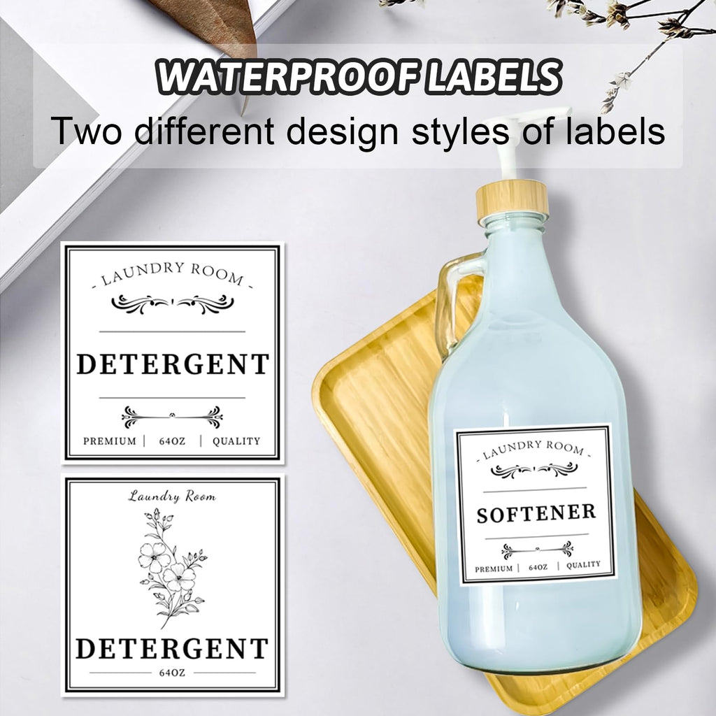 LIKAJON 2 Pcs Glass Laundry Detergent Dispenser Bottle, 64 oz