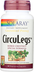 SOLARAY Circulegs - Herbal Supplements for Wellness Support w/Horse Chestnut Extract and Vitamin C, Plus Gotu Kola, Flavonoids, Hesperidin Blend - Vegan, Gluten Free, 60-Day Guarantee - 30 Servings