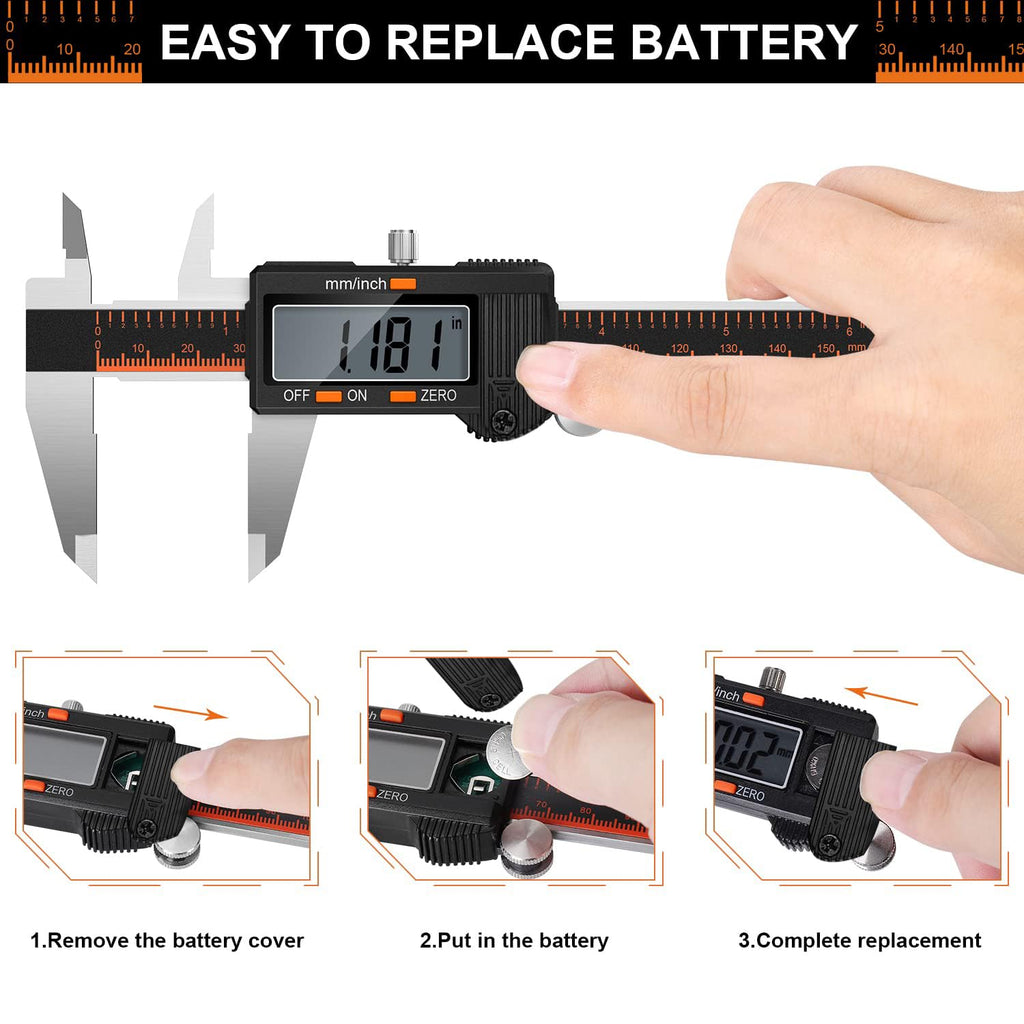 HARDELL Digital Caliper 6 Inch, Caliper Measuring Tool with Large LCD