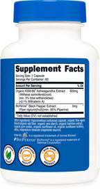 Nutricost KSM-66 Ashwagandha Root Extract 600mg, 60 Veggie Caps (3 Bottles) - 5% Withanolides - with BioPerine