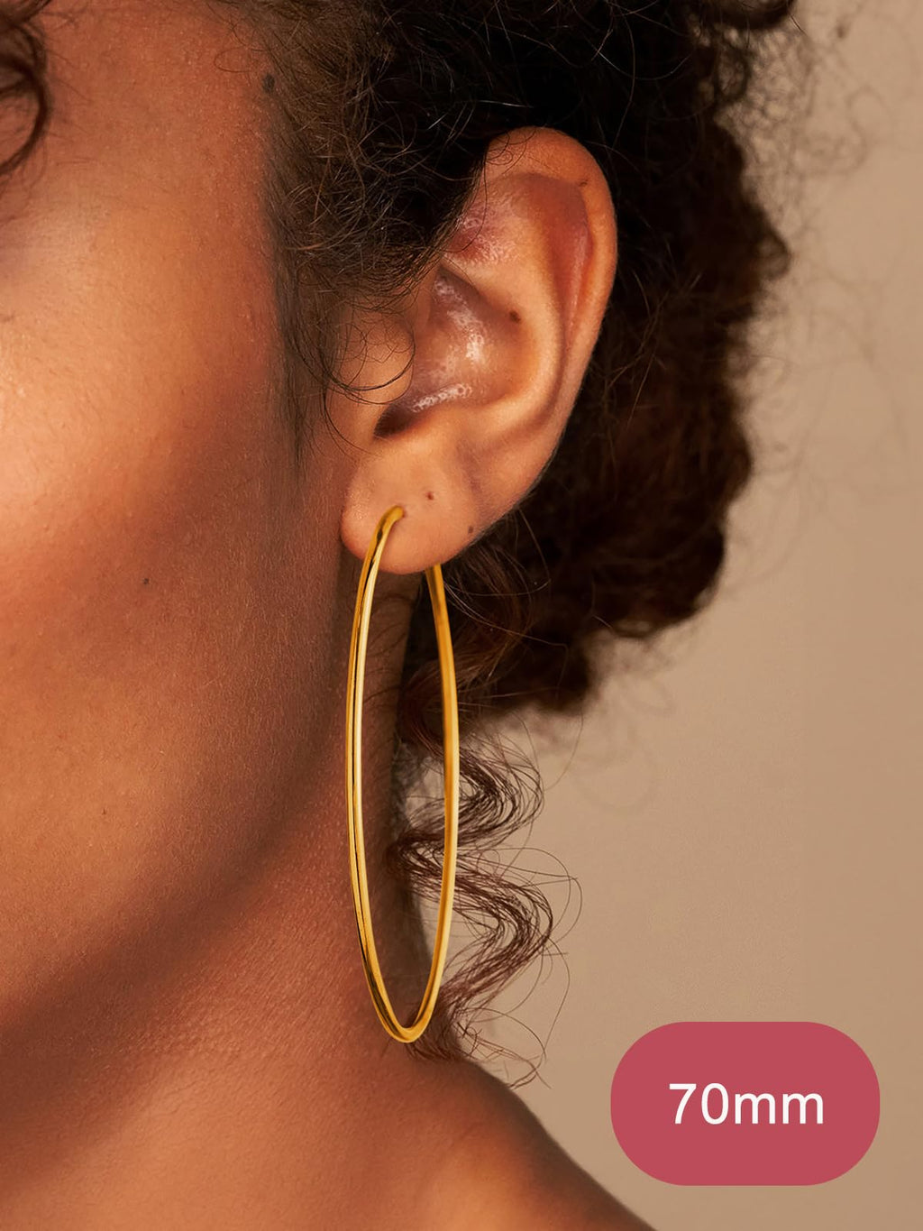 FOCALOOK Large Gold Hoop Earrings for Women 70mm 14K Gold Plated Earrings