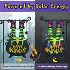 FLAGMESAGE Halloween Lighted Garden Flag, Witch Feet Yard Decor, 12x18 In
