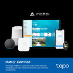 TP-Link Tapo Matter Outdoor Smart Plug, 2 Individual Outlets, IP65 Weather Resistance, Works with Apple Home, Alexa, Google Home, Long Wi-Fi Range, 2.4G Wi-Fi Only, ETL Certified (Tapo P400M)