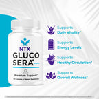 NTX Gluco Sera Capsules - Official NTX GlucoSera Pills Advanced Premium Formula Support Maximum Strength, All Natural Ingredients for Overall Health & Wellness, 60 Capsules for 1 Month