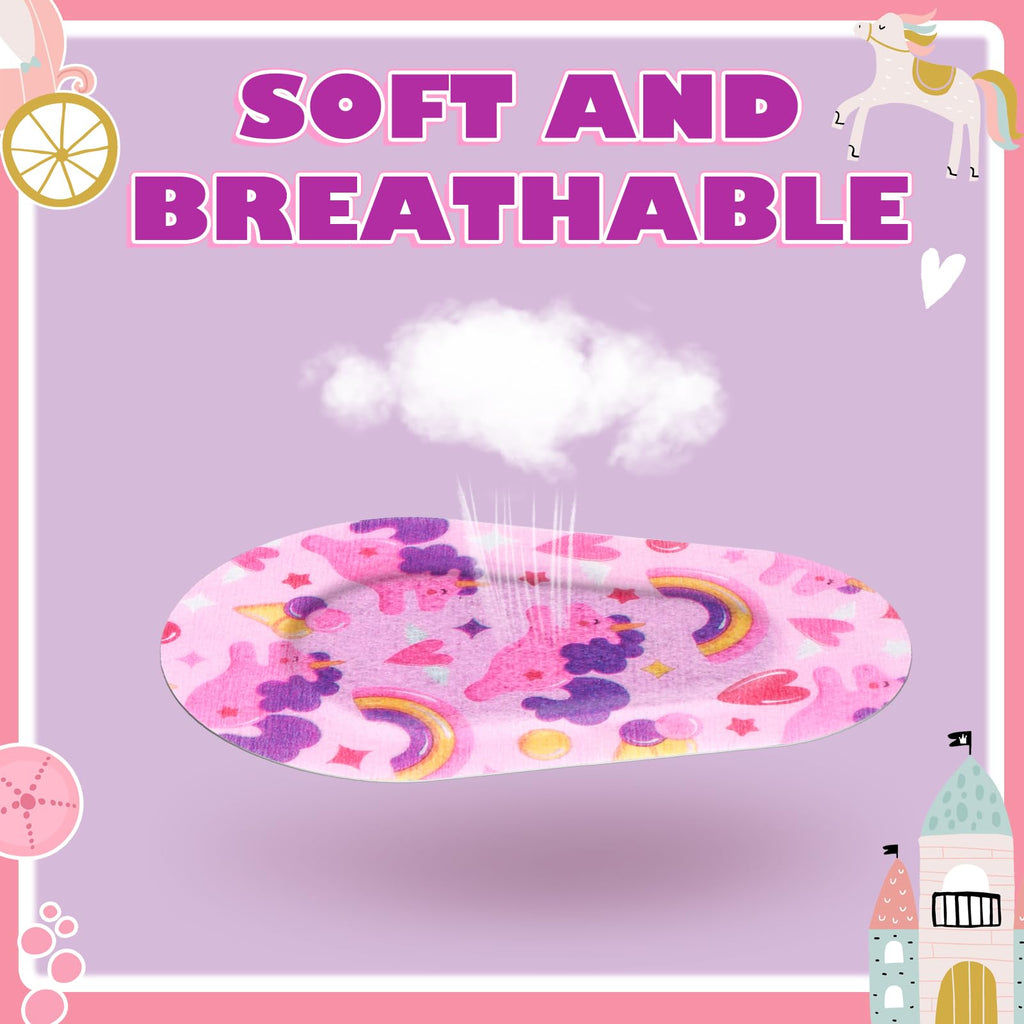 Panelee 120 Pcs Adhesive Eye Patches for Kids Girls Toddler Eye Patches Bulk Breathable Material, Light Blocking Cotton Colorful and Fun Designs Adhesive Bandages for Girls, 12 Styles