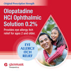 Glenmark Therapeutics Once Daily Olopatadine Eye Drops for Allergies, Redness Relief, Antihistamine, Allergy Relief from Pet Dander, Pollen, Grass, Ragweed, Olopatadine HCl 0.2%, 2.5ml (Twin-Pack)