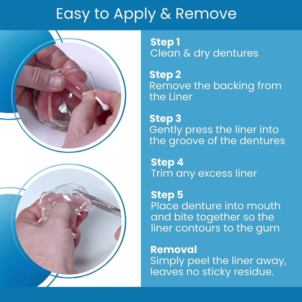 Denture Care Clear Comfort Denture Liner - Soft Cushion for Pain-Free Denture Fit | Protects Gums from Irritation | Easy to Apply & Long-Lasting | No Mess, No Residue | Made in the UK (2 Pack)