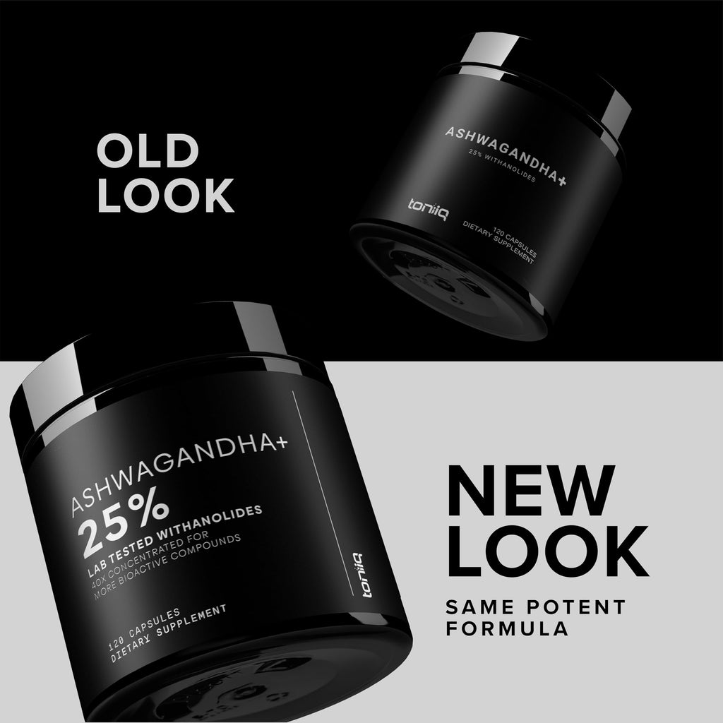 Toniiq Ashwagandha – 40:1 Concentrated Extract – 25% Withanolides – Wild Harvested in India – Highly Bioavailable with Black Pepper – Third-Party Tested – 120 Capsules - 1,300mg per Serving