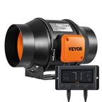 VEVOR Inline Duct Fan, 6-Inch 402 CFM with Temperature Humidity Controller, Quiet EC-Motor Ventilation Exhaust Fan for Cooling Booster, Grow Tents, Hydroponics