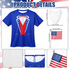 JcHrmers 12 ft Skeleton Patriotic Outfits 4th of July Skeleton Tuxedo T-Shirt Clothes with Hat Flags Beard Funny Giant Skull Clothing for Independence Day Summer Holiday Outdoor Decor