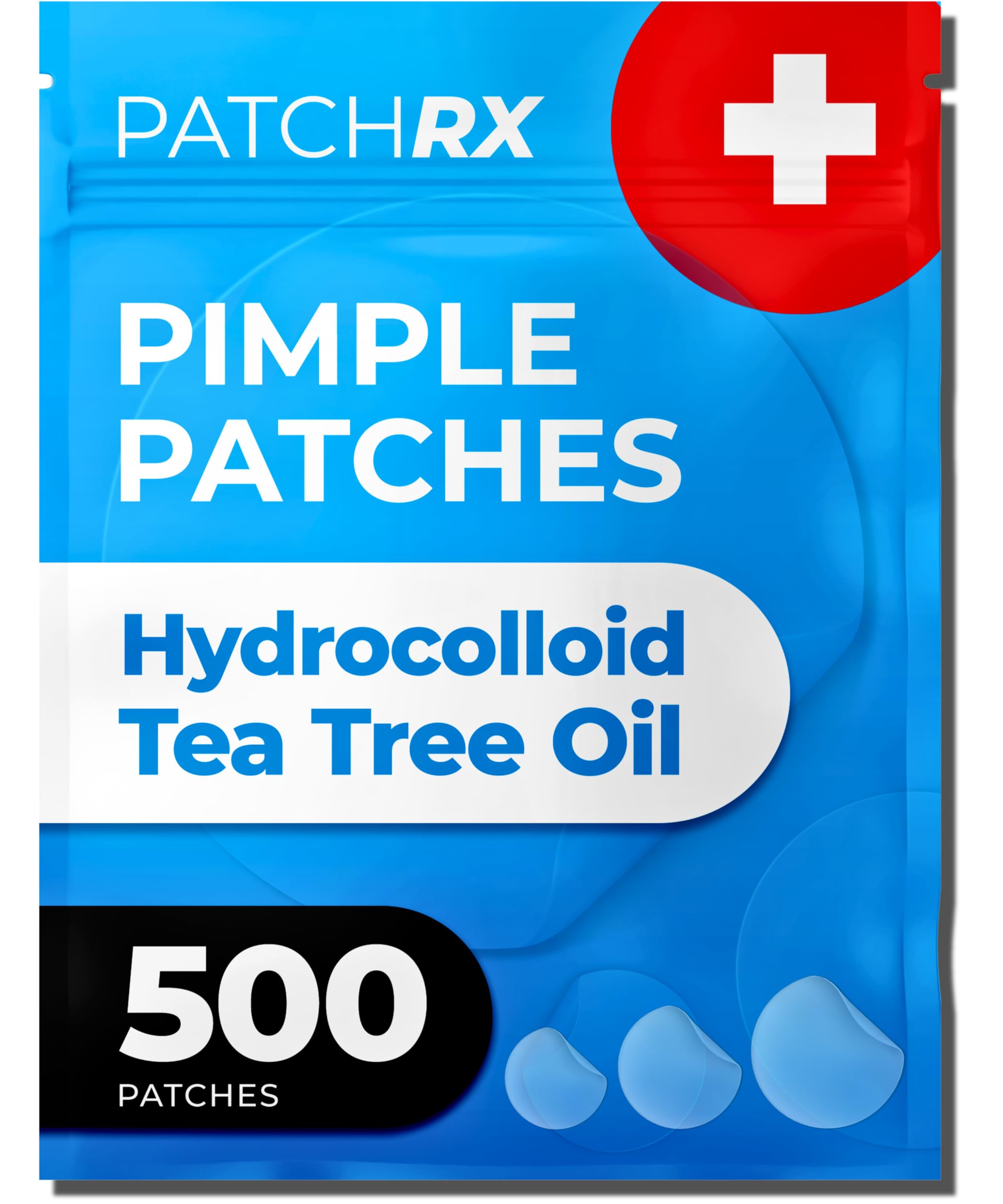 PatchRx Pimple Patches for Face (500 Patches), Hydrocolloid Acne Patches with Tea Tree Oil, Pimple Patch Pimple Stickers - Hydrocolloid Patch Acne Dots - Acne Pimple Patches For Face - Zit Patches