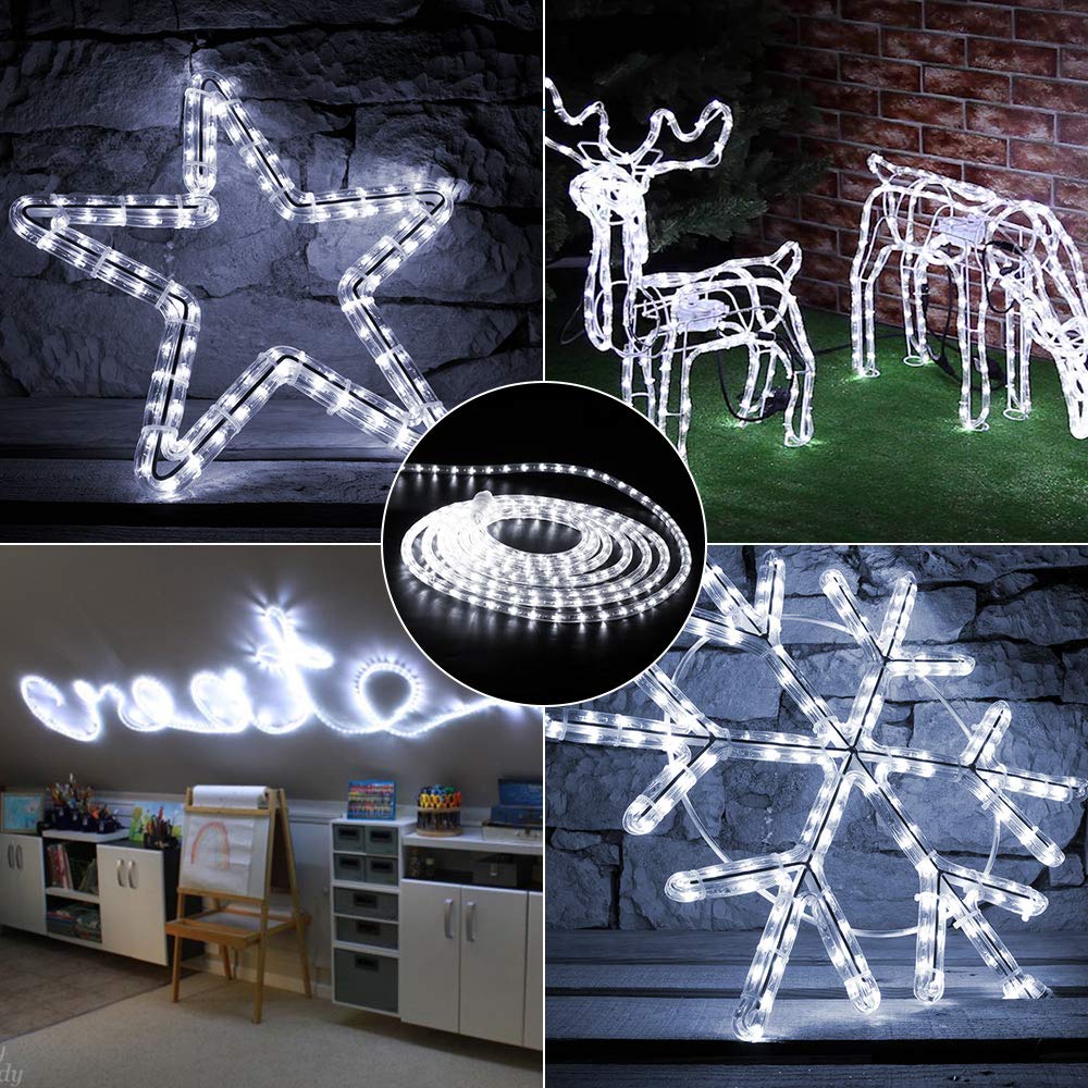 Brizled Cool White Rope Lights Connectable, 18ft 216 LED Rope Light Outdoor