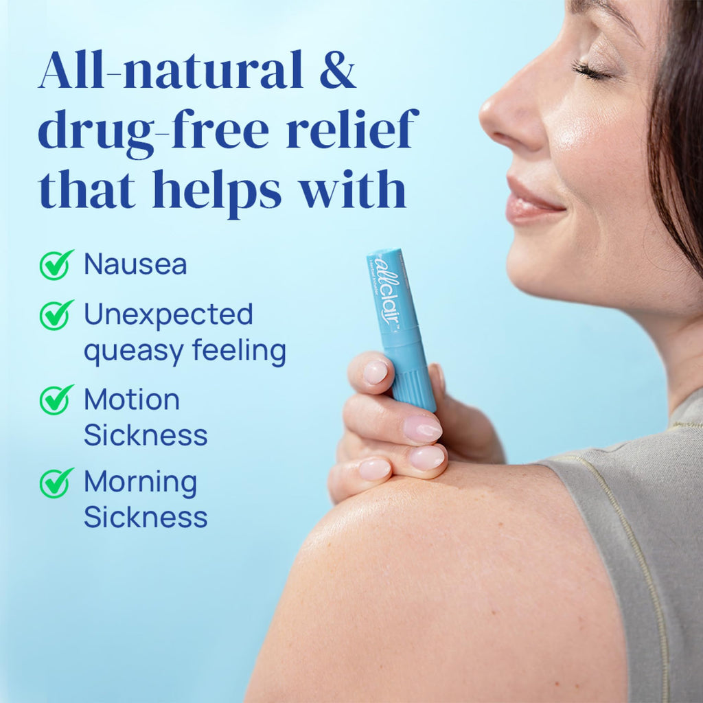 Allclair Nausea Relief Inhaler - Take Control of Motion Sickness, Morning Sickness, Medication, Stress - Fast, Natural, Drug-Free, Non-Drowsy & Portable Travel Essential - Pack of 2 Inhalers
