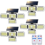 YSEAGA Solar Lights Outdoor, 288 LED 2800LM Motion Sensor Outdoor Light with Remote Control, 4 Heads IP65 Waterproof Solar Flood Security Lights for Outside Patio Wall -4PACK