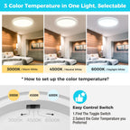libtit 13 Inch Led Flush Mount Ceiling Light Fixtures,3200lm 28W 3 Color 3000K 4500K 6000K Selectable, Low Profile Thin Surface Mount Lighting Fixture for Bathroom Kitchen Office (White, 12 Pack)