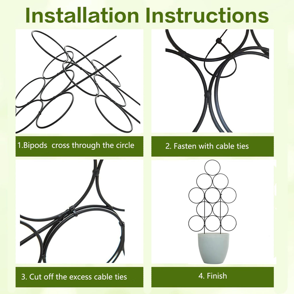 IA Garden Trellis for Climbing Plants Indoor,4 Pack Stackable Garden Trellis for Potted Plant Support, 15.7 Inch Small Houseplant Metal Wire Trellis for Vine Ivy Rose Plant Trellis (Black)