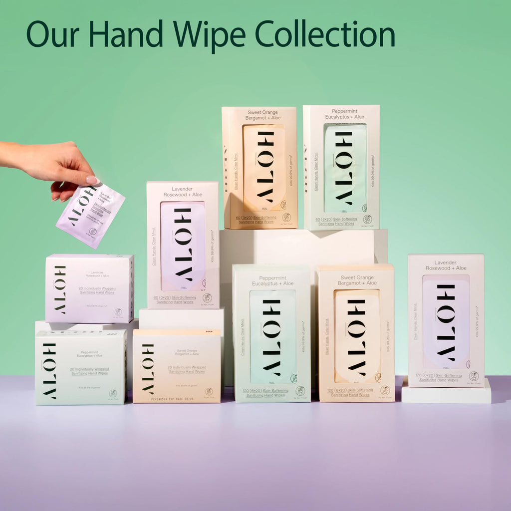 ALŌH Sweet Orange Bergamot + Aloe Hand Sanitizer Wipes, Travel Size