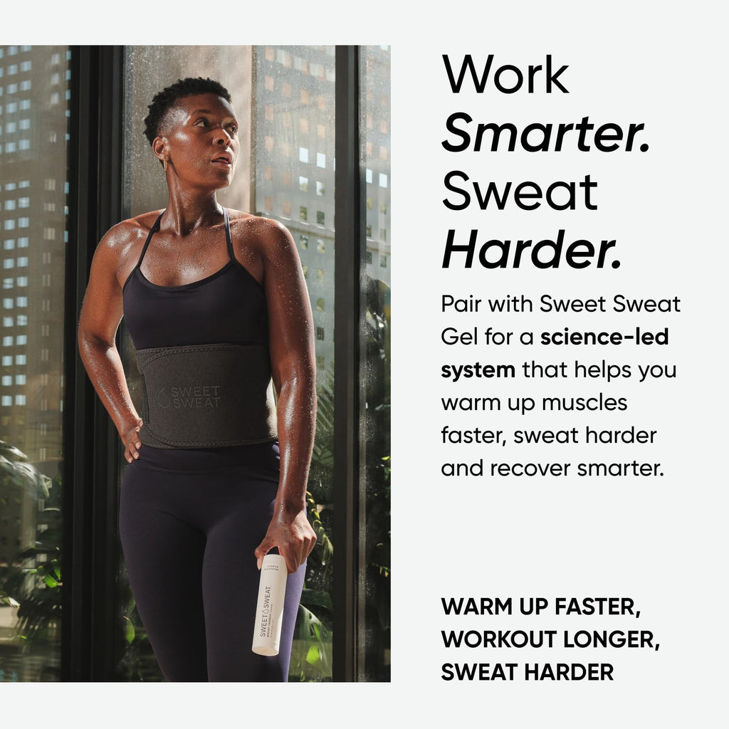 Sports Research Sweet Sweat Waist Trimmer (Core Series) - Premium Sweat Enhancing Fitness Band for Women & Men - Adjustable Fit �� Latex-Free Neoprene - Matte Black, Small