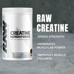 Raw Creatine Monohydrate Powder, 100 Servings, Unflavored, 510g – Micronized Creatine for Muscle Strength, Recovery & Performance