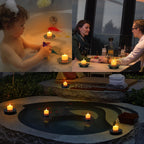 GGNOO Solar Floating Pool Lights, 3-Pack Solar-Powered Float Candles Lamps Tea Light for Pond Party Garden Backyard Outdoor Decor