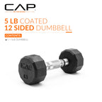 CAP Barbell unisex adult 12-Sided Series 12 Sided Coated Dumbbell, Black, 5-Pound US