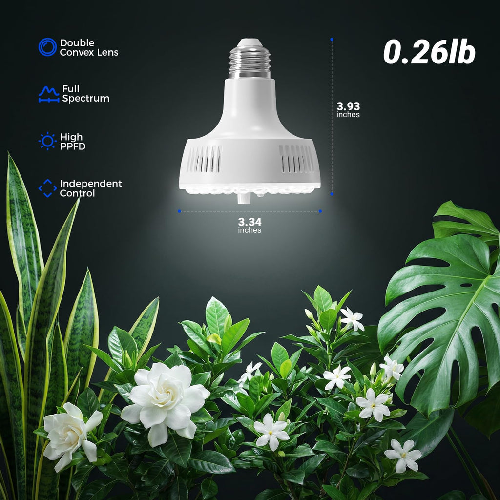 Barrina OG11A Grow Light Bulbs for Indoor Plant, 5000K 11W, 4 Packs, White