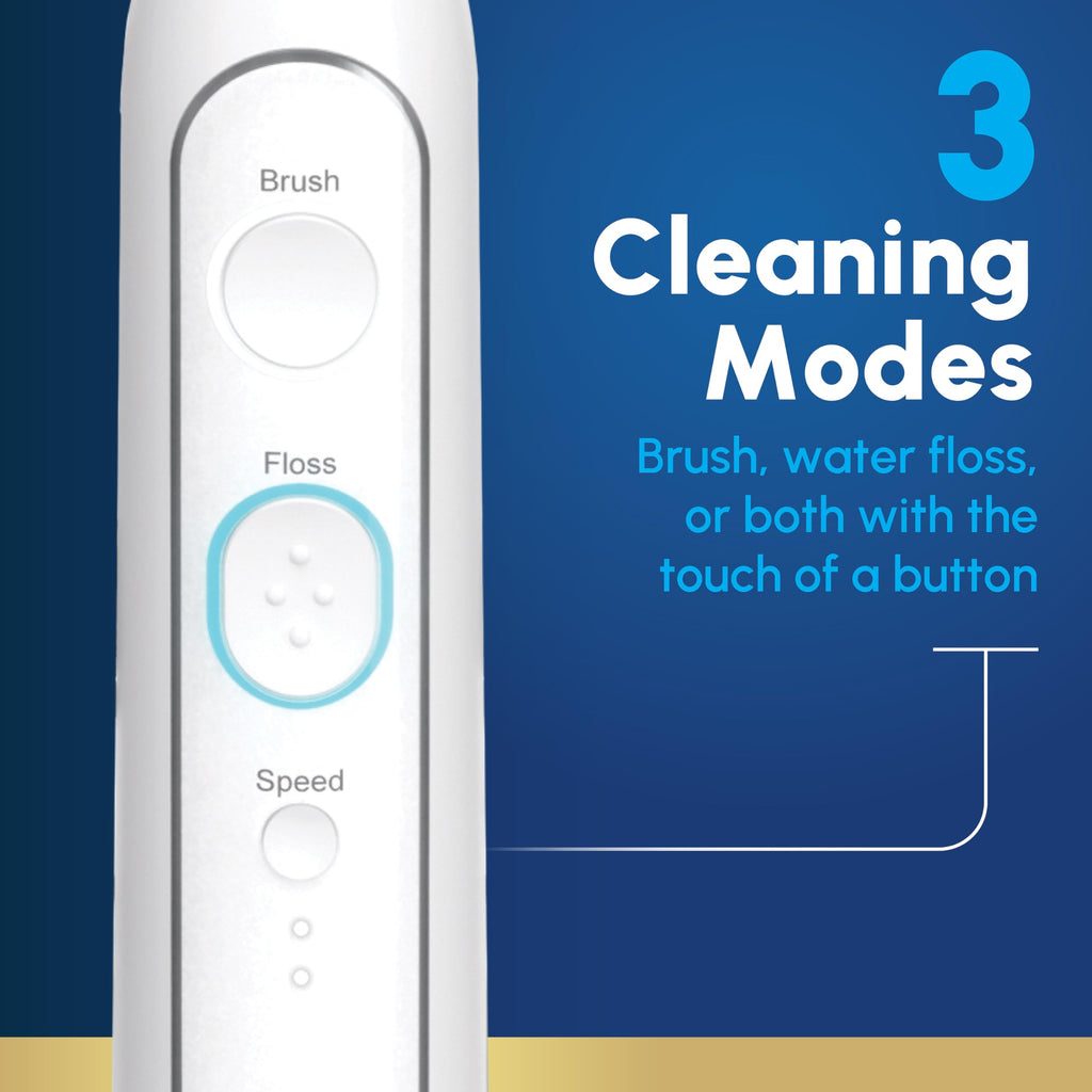 Waterpik Sonic-Fusion 2.0 Professional Flossing Electric Toothbrush with Water Flosser Combo Two In One, For Daily Gum Care and Cleaning Teeth, Braces, Implants, White SF-04CD010-1, Packaging May Vary
